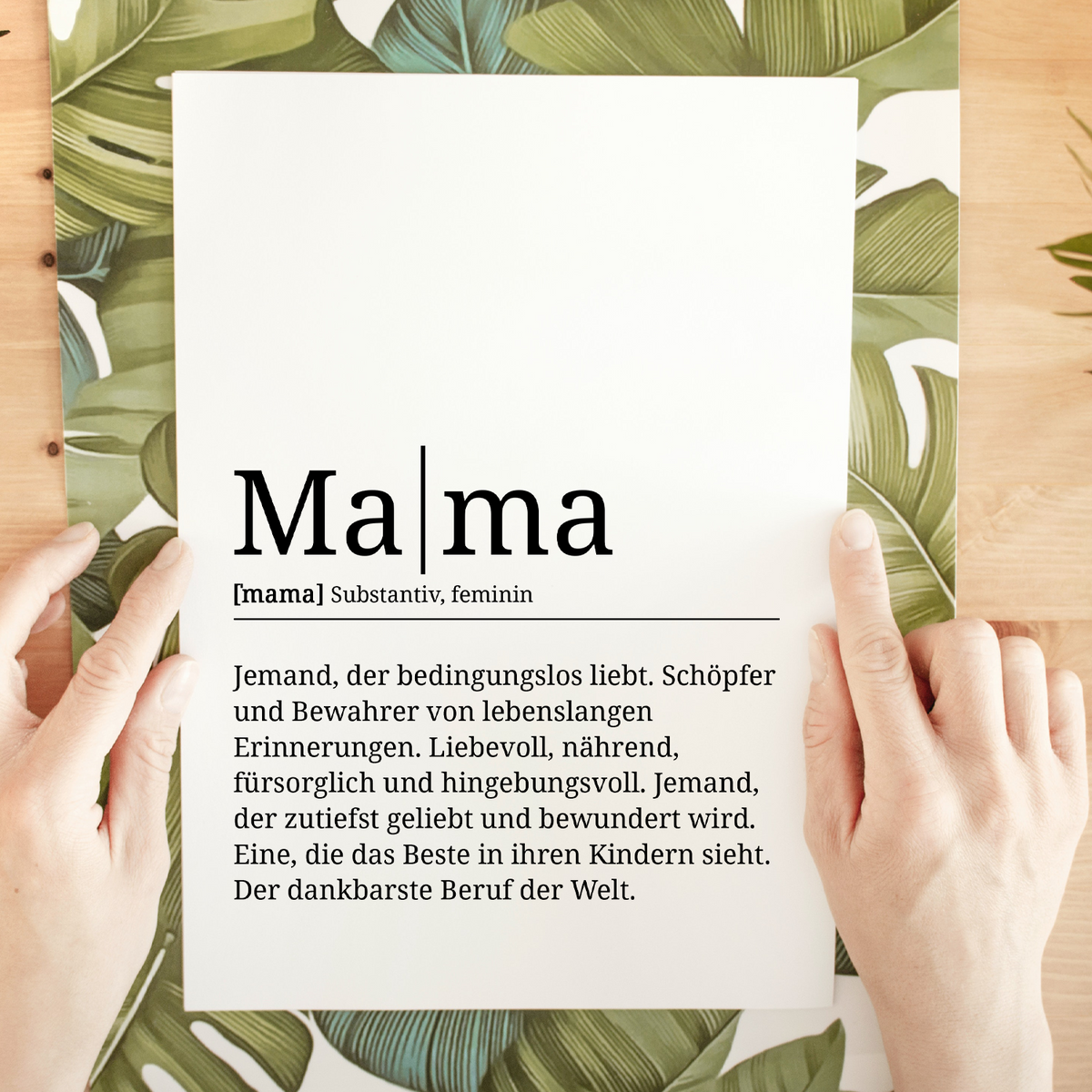 Mama Poster Definition - Muttertag Geschenk Wandbild Wohnzimmer Wanddeko