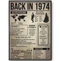 Back in 1974 Poster zum 52. Geburtstag – Jahrgang 1974 Rückblick, personalisierbar mit Name