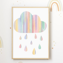 Laden Sie das Bild in den Galerie-Viewer, Boho Regenbogen Sonne Wolke 3er Set Bilder Kinderzimmer Deko DIN A4 Poster Babyzimmer Wandbilder
