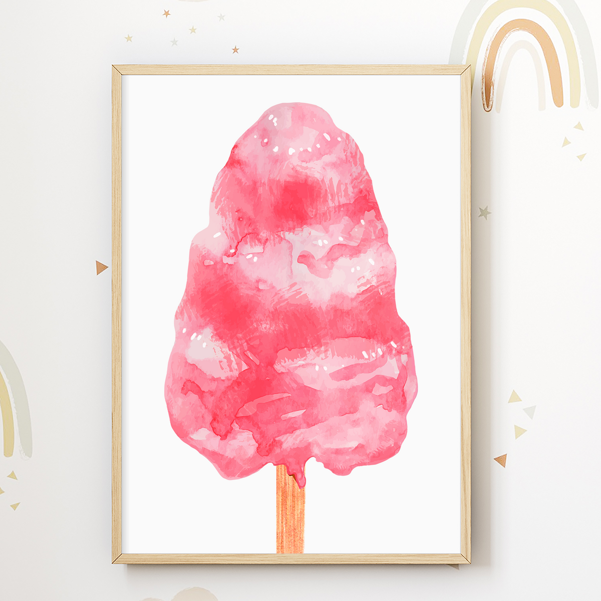Candy Zuckerwatte Donut Lollipop 3er Set Bilder Süßigkeiten Kinderzimmer Deko DIN A4 Poster Wandbilder
