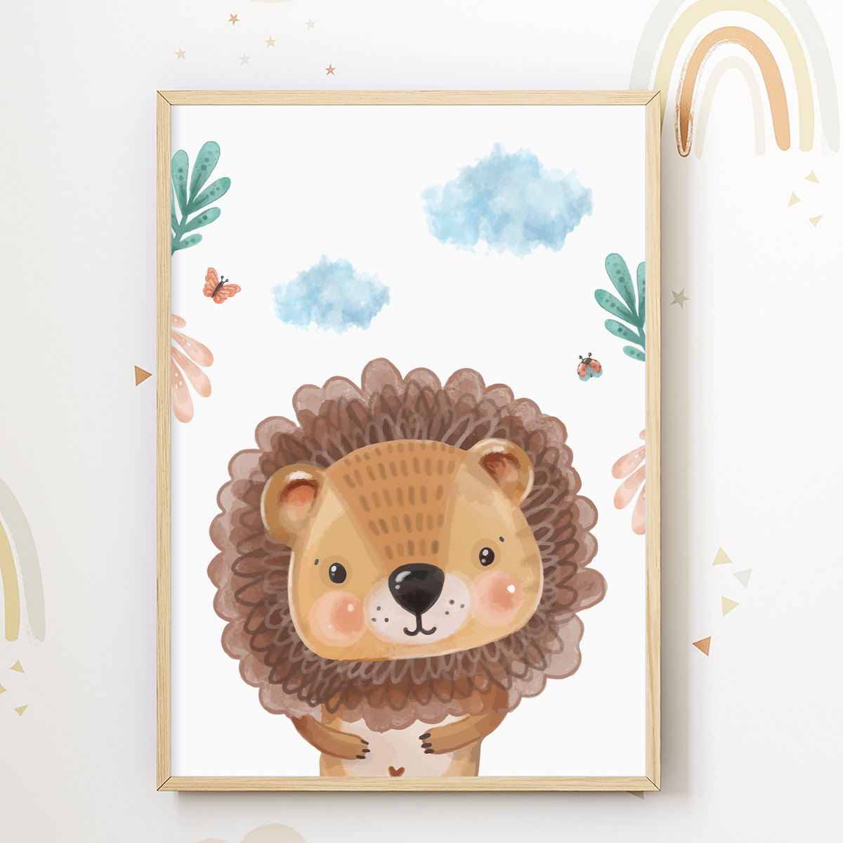 Safari Tiere 3er Set Bilder Löwe Tiger Elefant Kinderzimmer Deko DIN A4 Poster Babyzimmer Wandbilder