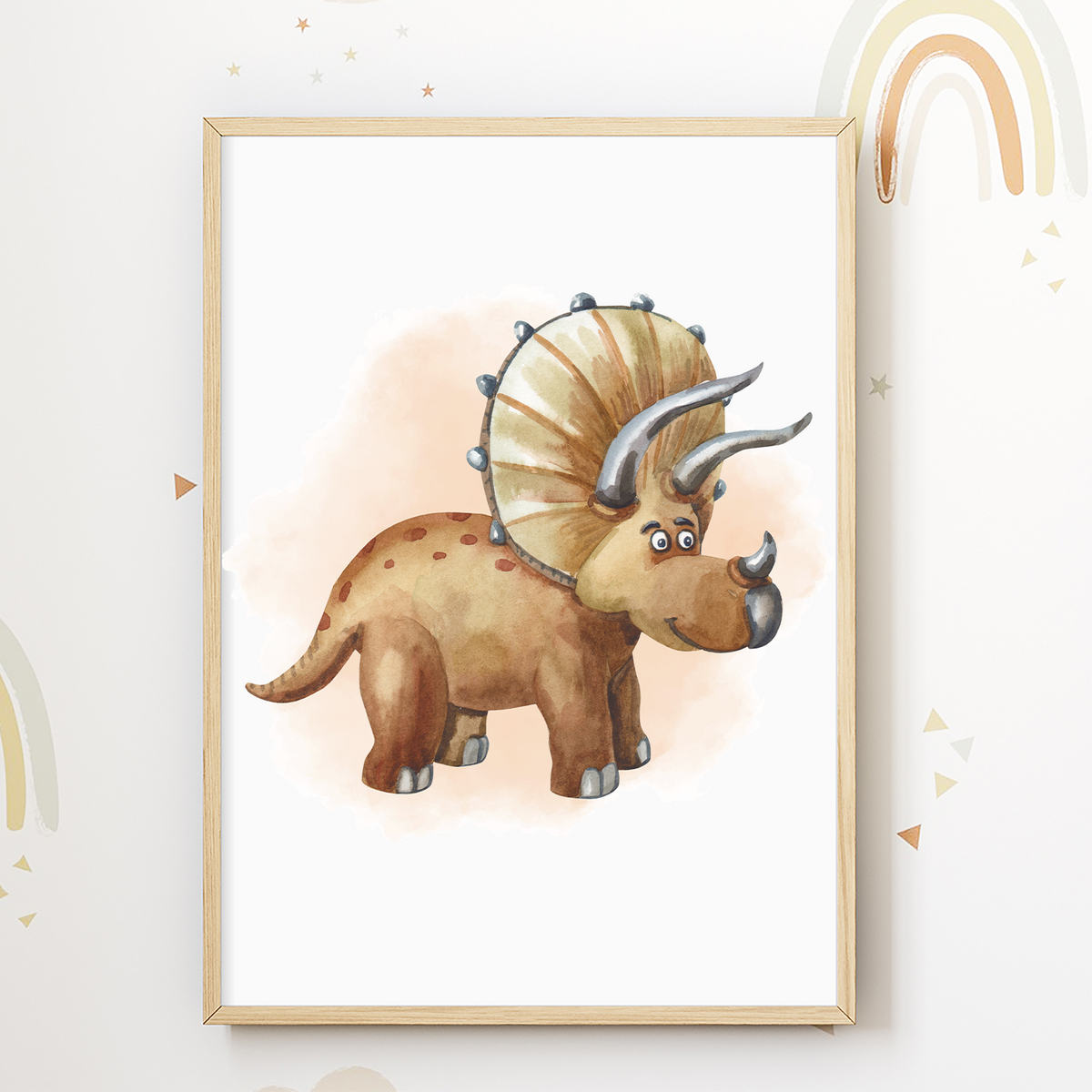 Dinosaurier 4er Set Bilder Kinderzimmer Dino Deko DIN A4 Poster Babyzimmer Wandbilder