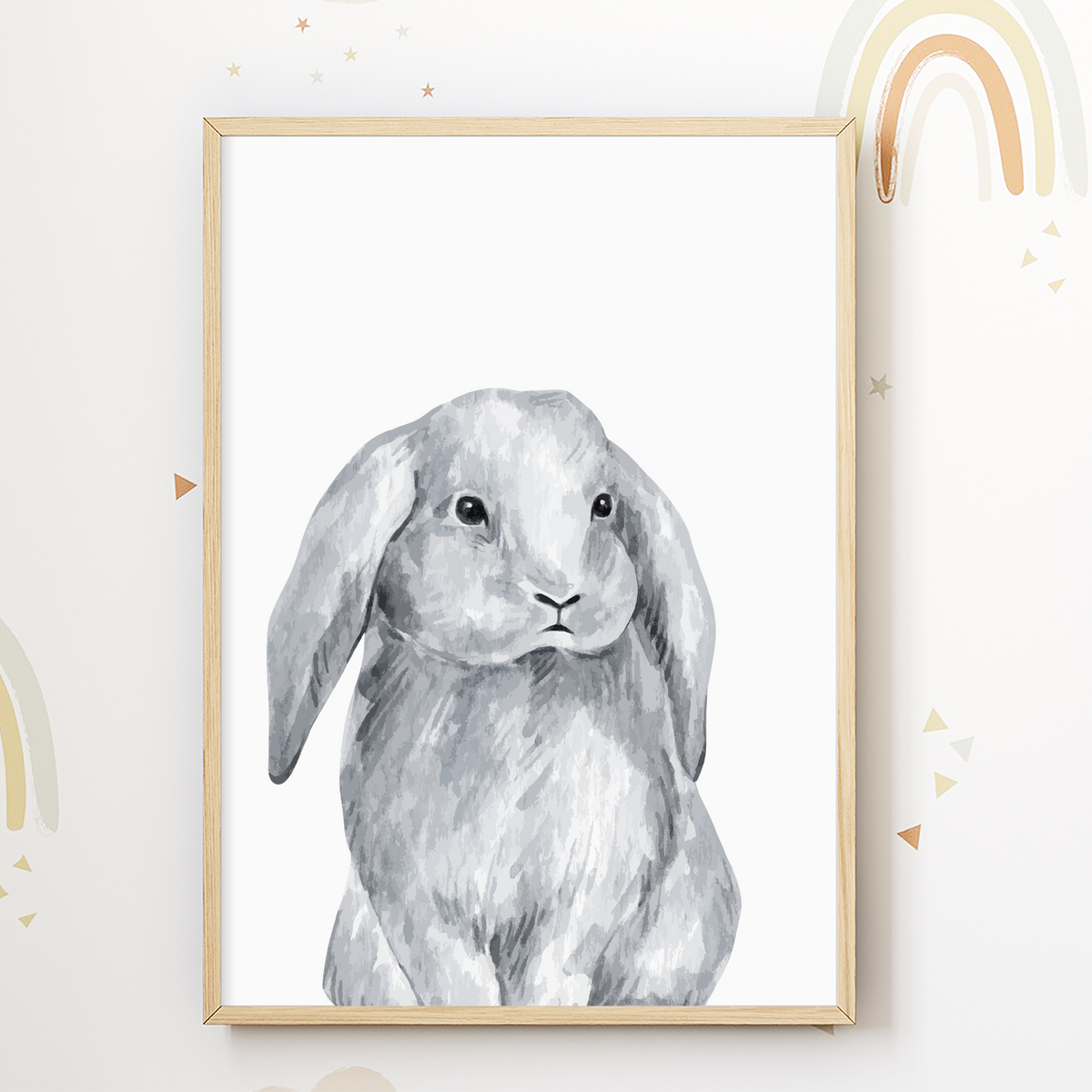 Hase 2er Set Bilder Kinderzimmer Deko DIN A4 Poster Babyzimmer Wandbilder