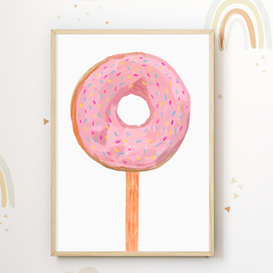 Candy Zuckerwatte Donut Lollipop 3er Set Bilder Süßigkeiten Kinderzimmer Deko DIN A4 Poster Wandbilder