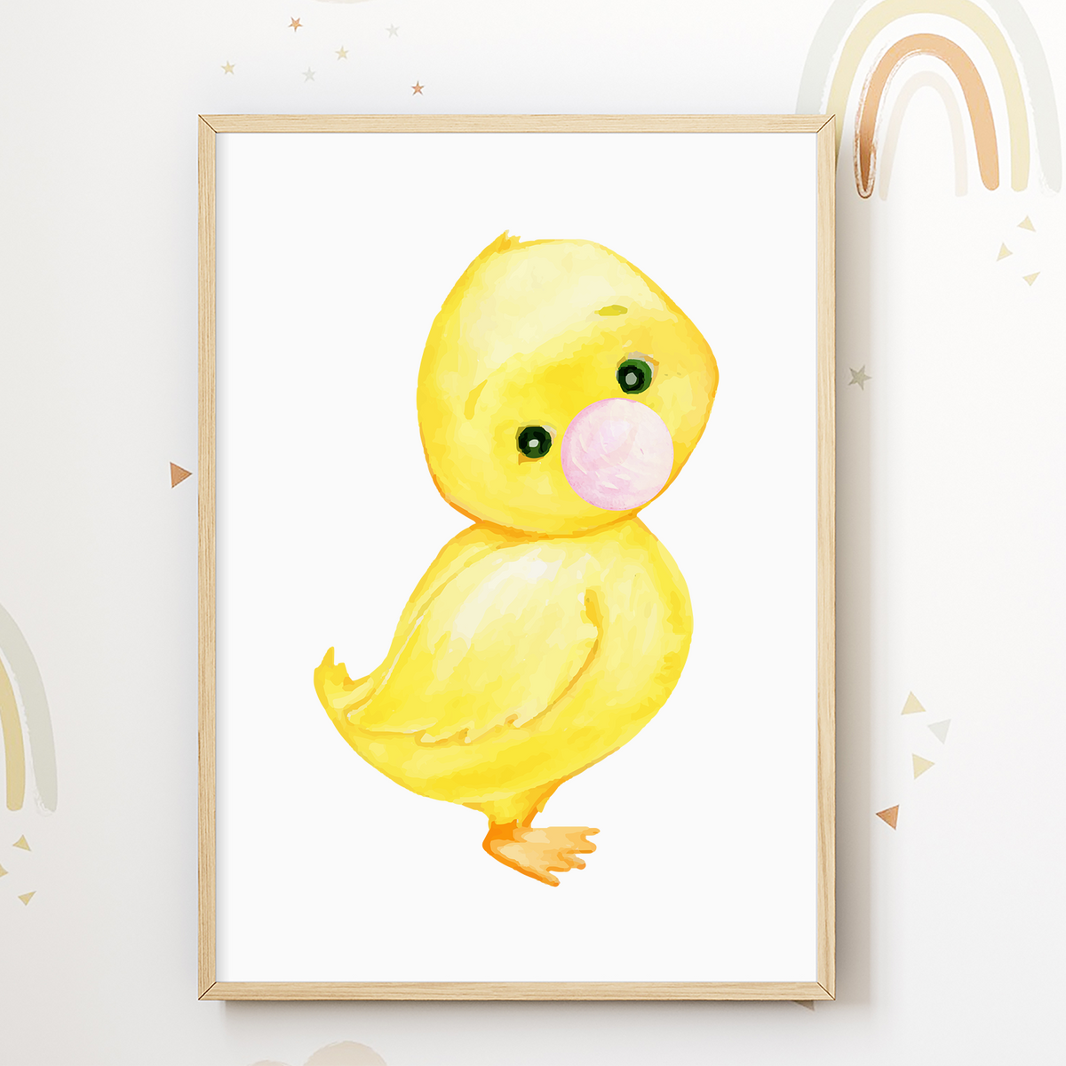 Tiere Bauernhof 4er Set Bilder Schaf Küken Hase Schwein Kinderzimmer Deko DIN A4 Poster Babyzimmer Wandbilder