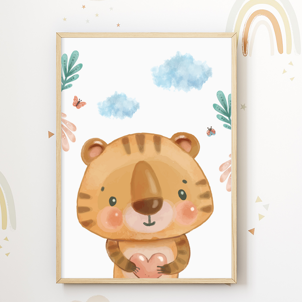 Safari Tiere 3er Set Bilder Löwe Tiger Elefant Kinderzimmer Deko DIN A4 Poster Babyzimmer Wandbilder
