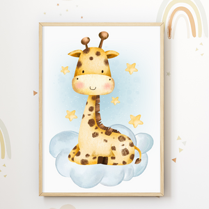 Safari Tiere 4er Set Bilder Elefant Giraffe Löwe Zebra Kinderzimmer Deko DIN A4 Poster Babyzimmer Wandbilder