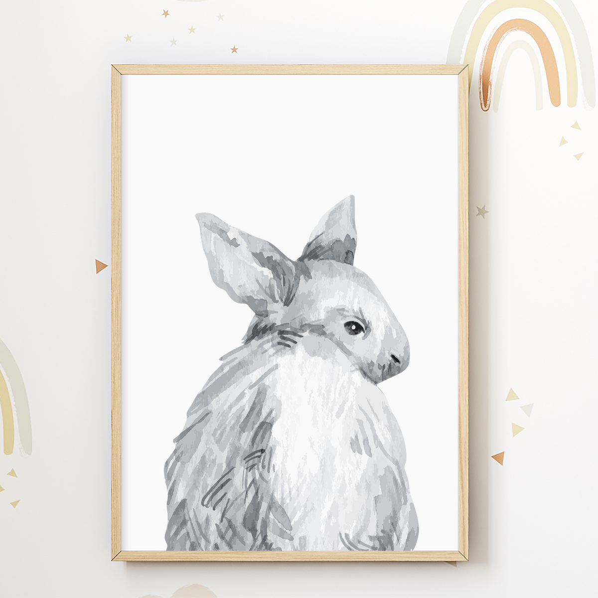 Hase 2er Set Bilder Kinderzimmer Deko DIN A4 Poster Babyzimmer Wandbilder