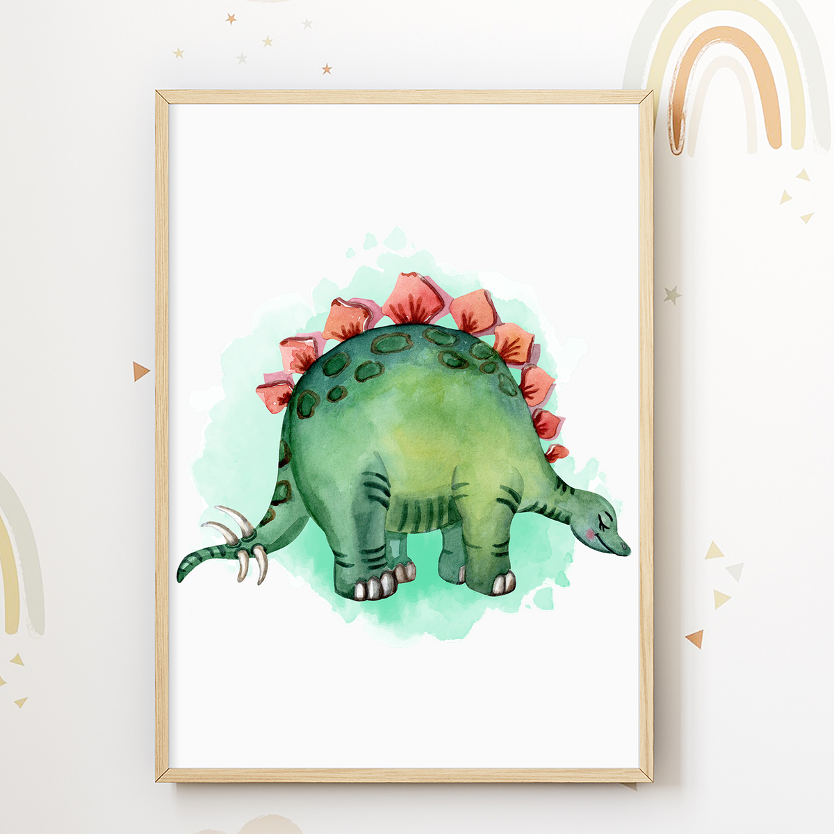 Dinosaurier 4er Set Bilder Kinderzimmer Dino Deko DIN A4 Poster Babyzimmer Wandbilder