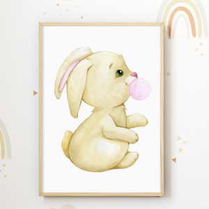 Tiere Bauernhof 4er Set Bilder Schaf Küken Hase Schwein Kinderzimmer Deko DIN A4 Poster Babyzimmer Wandbilder