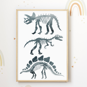 Dinosaurier Skelett Bild Kinderzimmer Dino Deko DIN A4 Poster Babyzimmer Wandbild