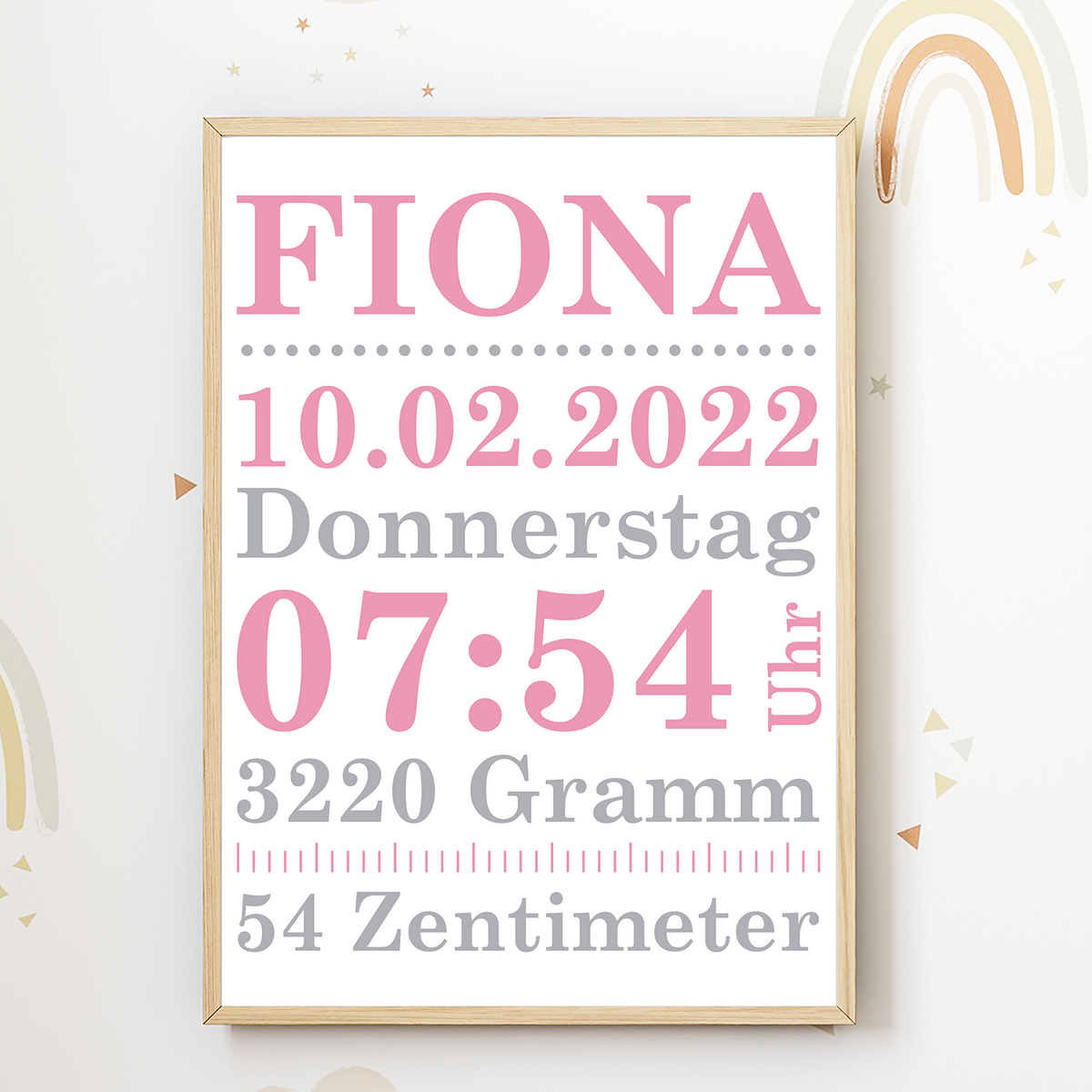 Geburtsposter personalisiert | minimalistisch Babyposter modern Kinderzimmer Wandbild Kinderposter