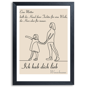 Mama Tochter Poster personalisierbar DIN A4 Kunstdruck Danksagung Muttertag Geschenk Beste Mutter Wandbild