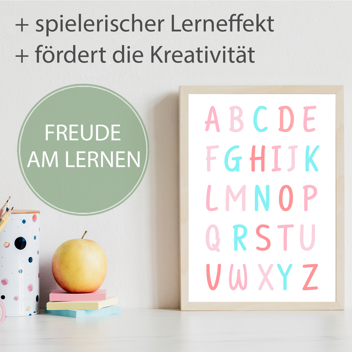 ABC Kinderposter 3er Set Lernposter Regenbogen Alphabet & Zahlen | Kinderzimmer Wandbilder Einschulung Kindergarten Grundschule Lernhilfe für Kinder