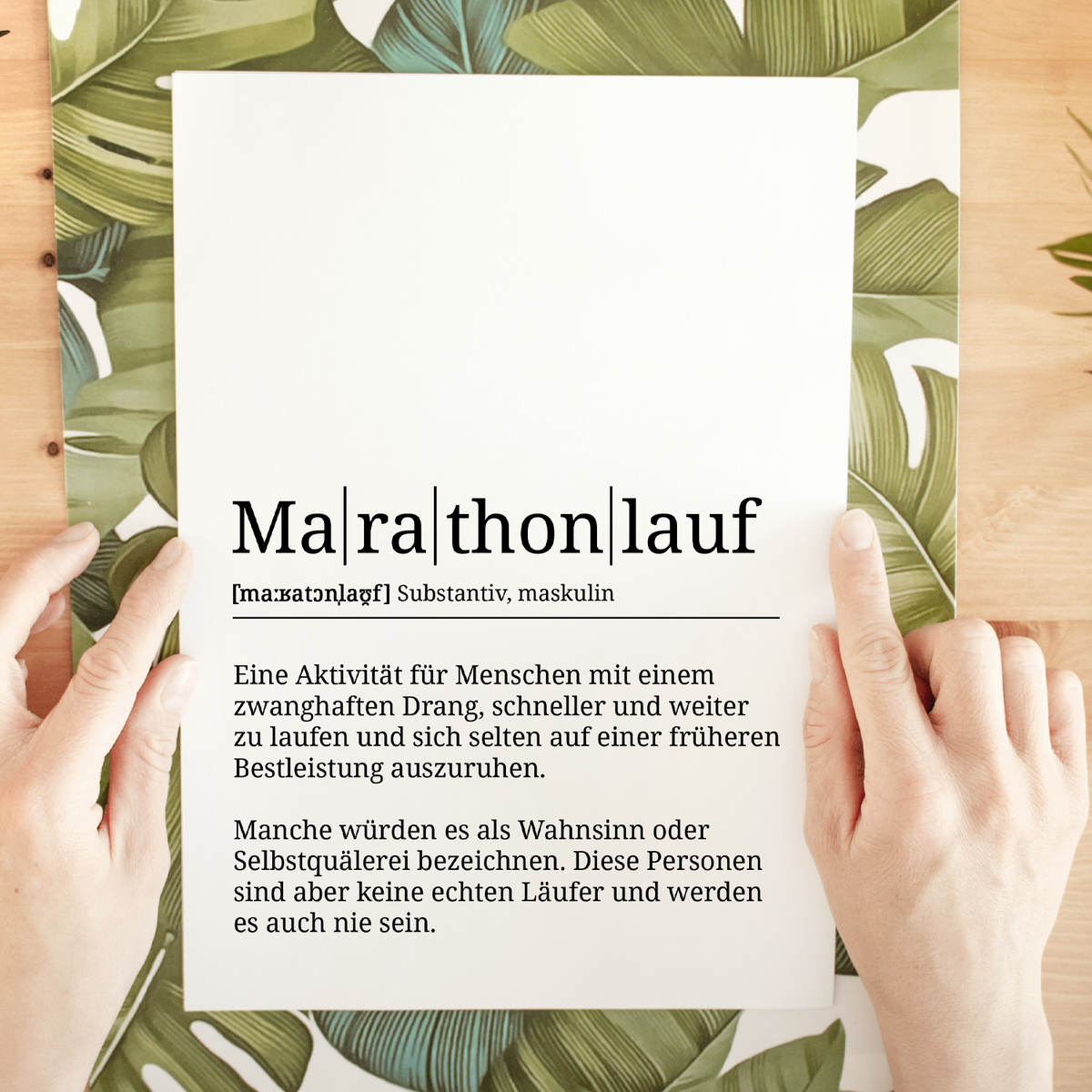 Marathonlauf Poster Definition Kunstdruck Wandbild Geschenk