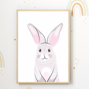 Niedlicher Hase 2er Set Kinderzimmer Bilder DIN A4 Wandbilder Deko Babyzimmer Poster