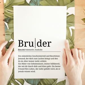 Bruder Poster Definition - Geschwister Geburtstag Bruder Geschenk Wandbild Kunstdruck