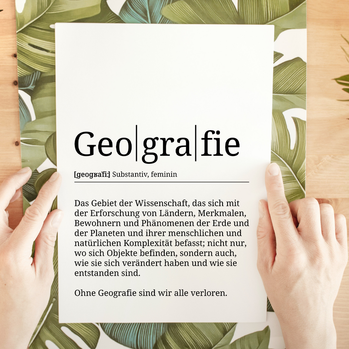 Geografie Poster Definition Kunstdruck Wandbild Geschenk