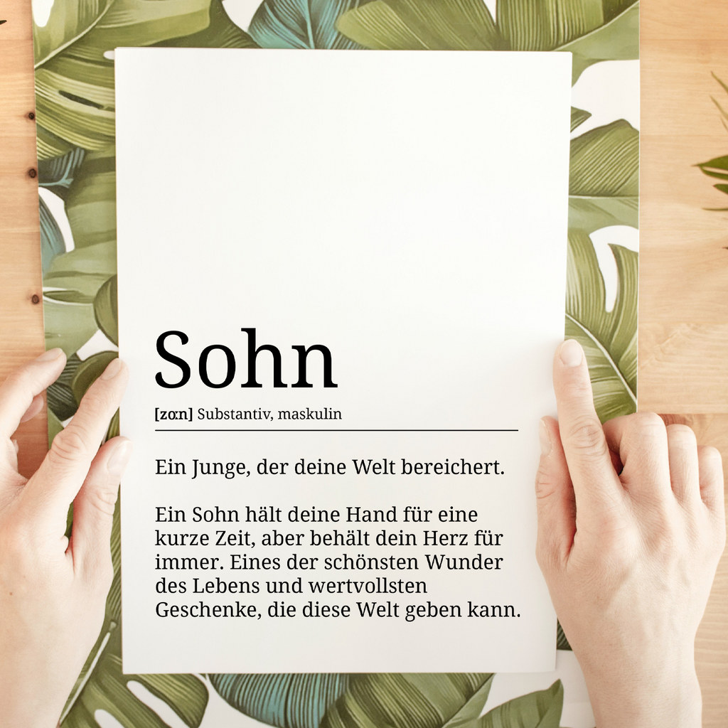 Sohn Poster Definition - Sohn Geschenk Wandbild
