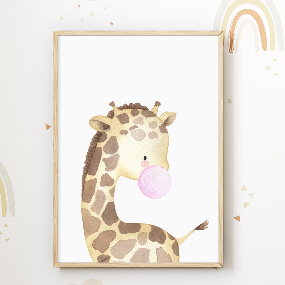 Safari Tiere Kaugummi 6er Set Bilder Giraffe Elefant Tiger Reh Löwe Kinderzimmer Deko DIN A4 Poster