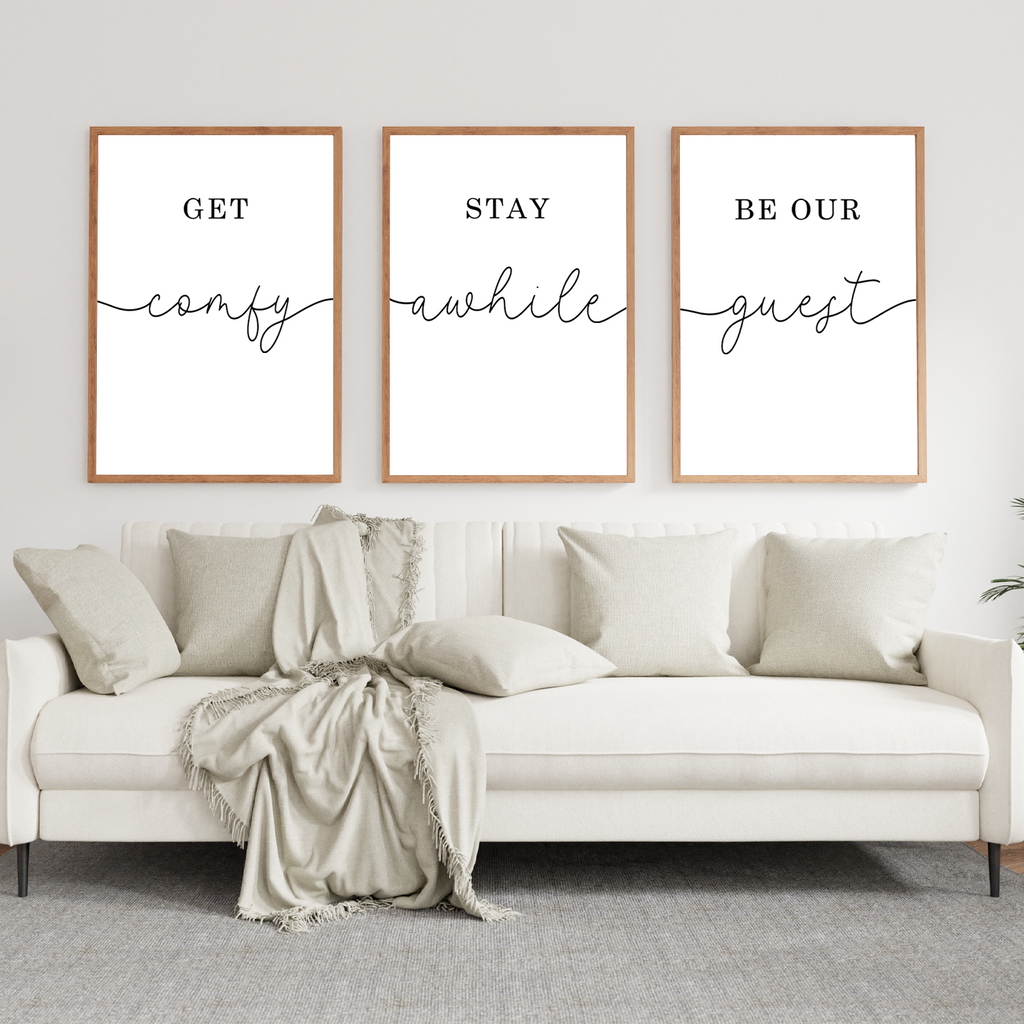Poster 3er Set Wohnzimmer Esszimmer Gästezimmer – Gast Poster Zuhause Wandbild Küche Flur Wanddeko