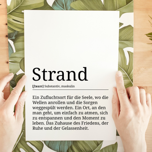 Strand Poster Definition Kunstdruck Wandbild Geschenk