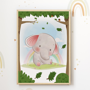 Elefant Löwe Tiger Affe Safari Tiere Bilder 4er Set DIN A4 Kinderzimmer Wandbilder Babyzimmer Poster Dekoration