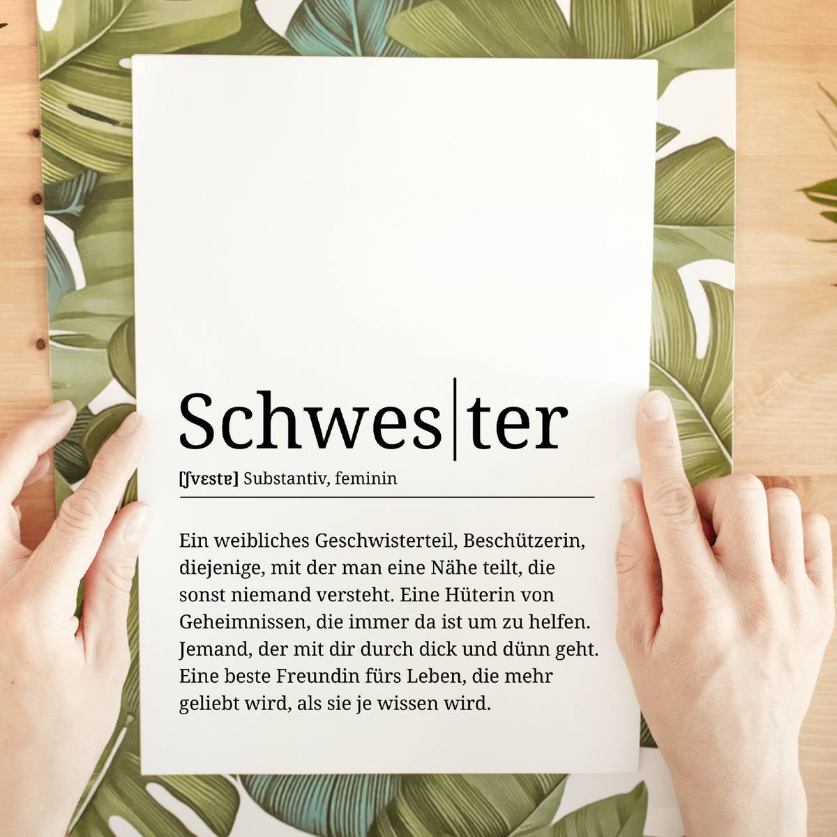 Schwester Poster Definition - Geschwister Geschenk Wandbild