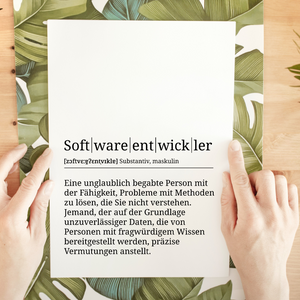 Softwareentwickler Poster Definition Kunstdruck Wandbild Geschenk