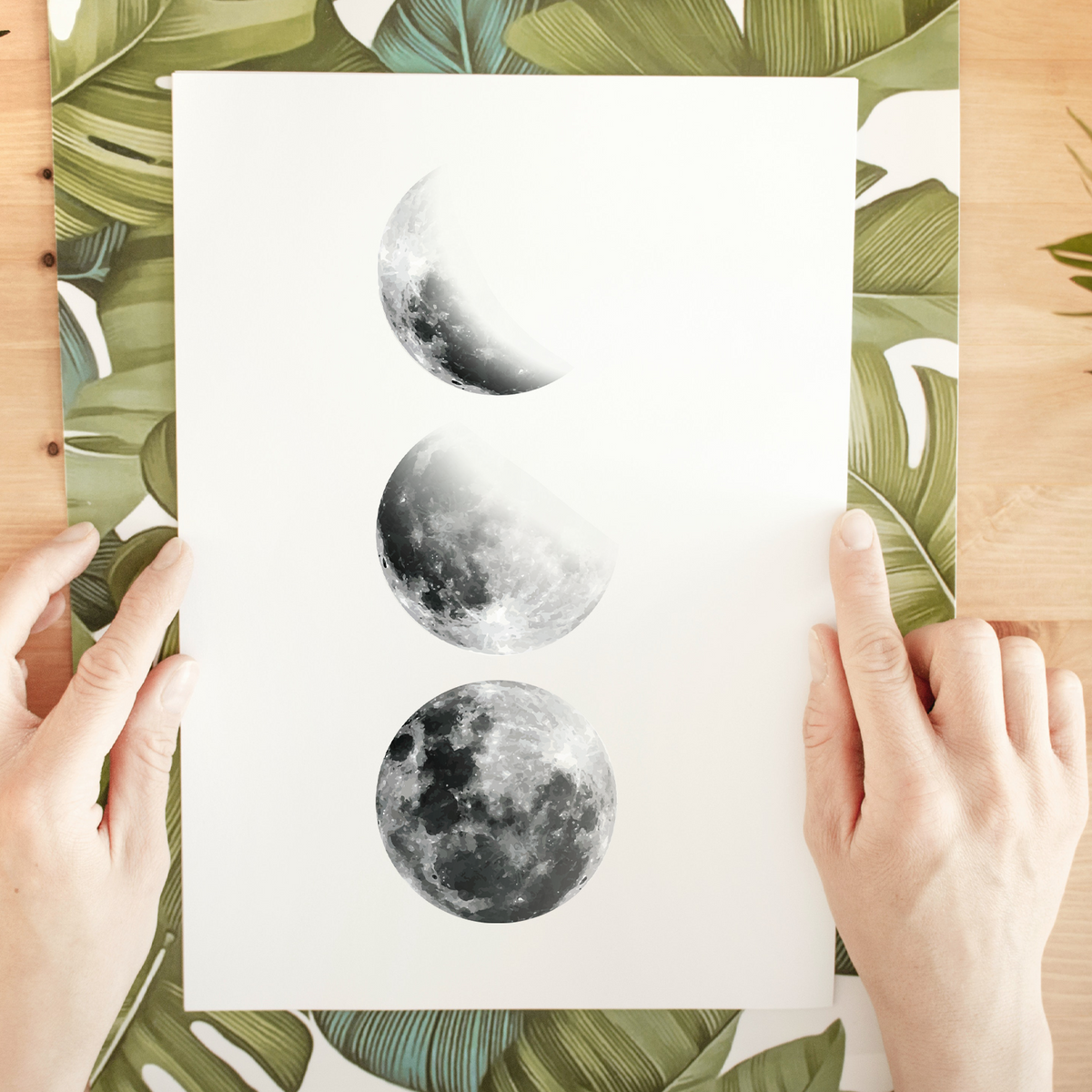 Mondphasen Poster – Mond Wandbild Wohnzimmer Küche Flur Schlafzimmer Zuhause Wanddeko