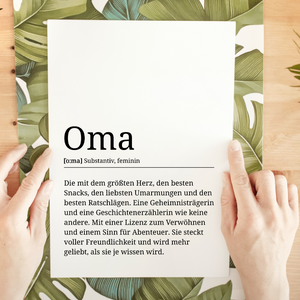 Oma Poster Definition - Großmutter Muttertag Geschenk Wandbild