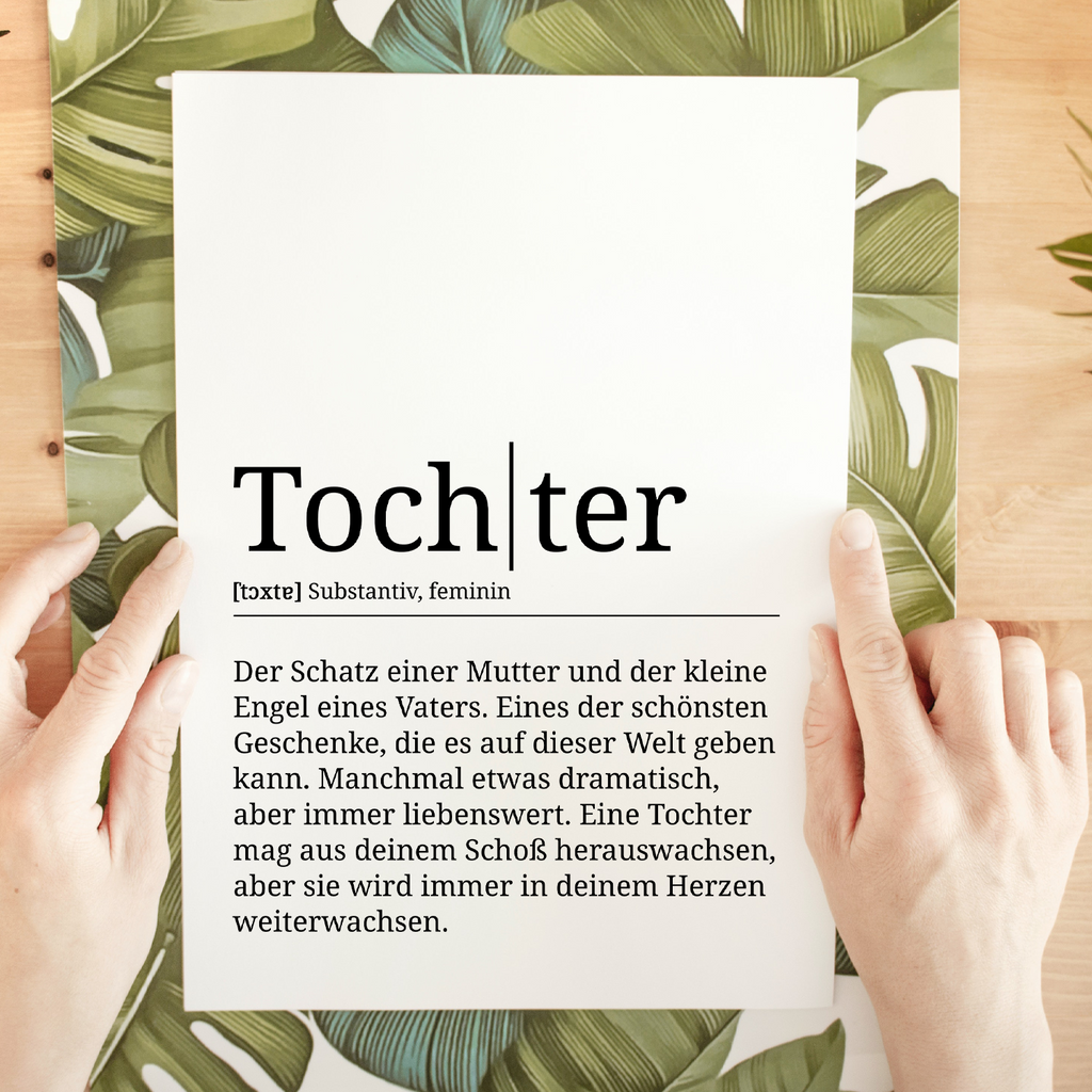 Tochter Poster Definition - Tochter Geschenk Wandbild