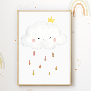 Sonne Wolke Blumen Regenbogen 4er Set DIN A4 Kinderzimmer Wandbilder Babyzimmer Poster Dekoration