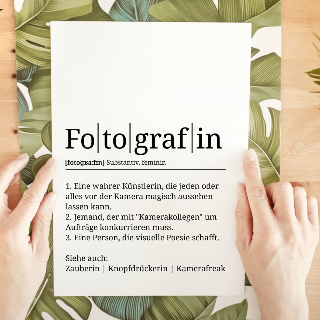 Fotografin Poster Definition Kunstdruck Wandbild Geschenk