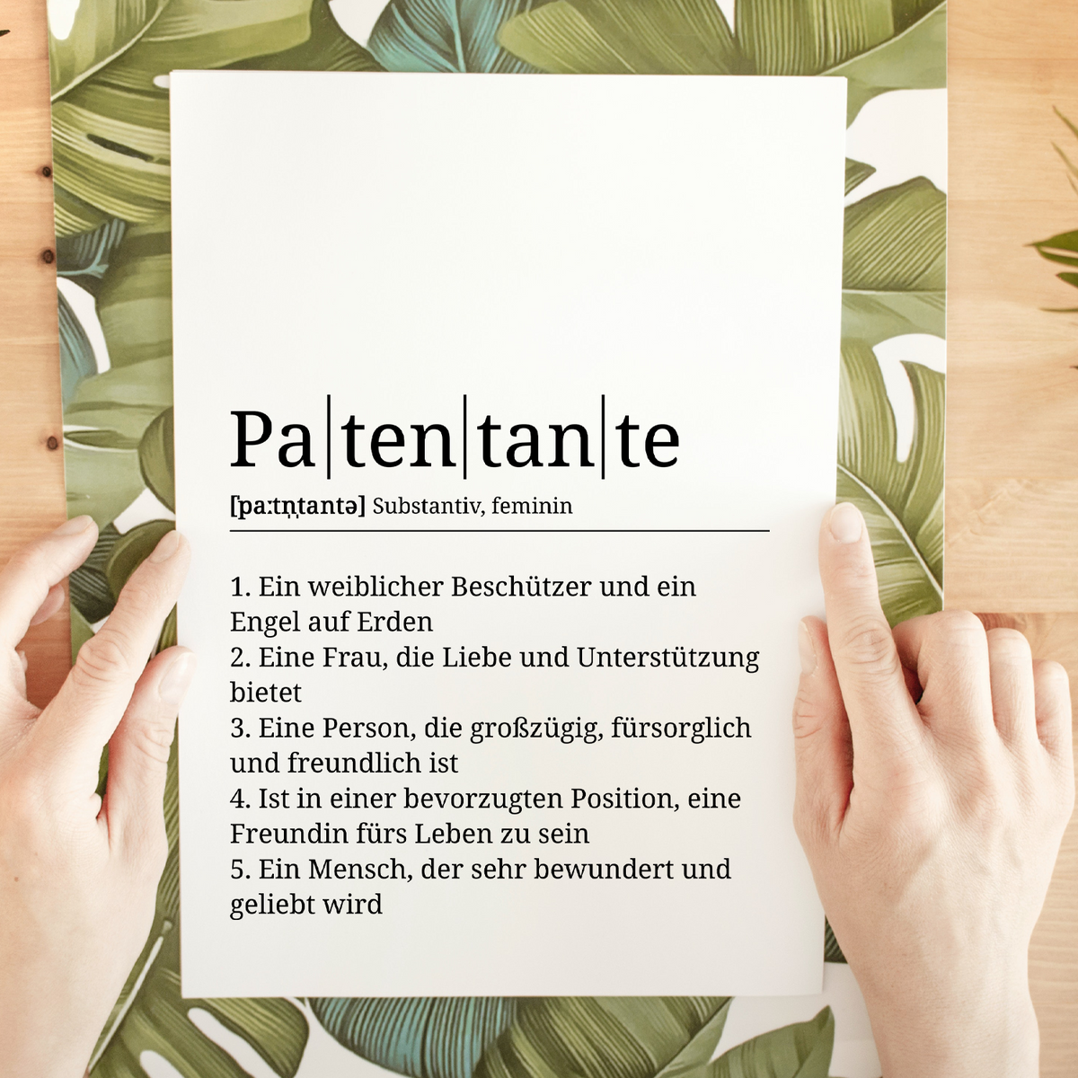 Patentante Poster Definition - Wandbild Geschenk