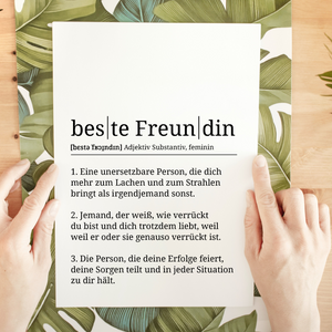 Beste Freundin Poster Definition - Besties Freundinnen Geschenk Wandbild