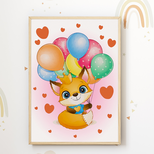 Du bist unser kleines Wunder Bilder 3er Set DIN A4 Kinderzimmer Wandbilder Babyzimmer Poster Dekoration Fuchs Regenbogen Luftballon