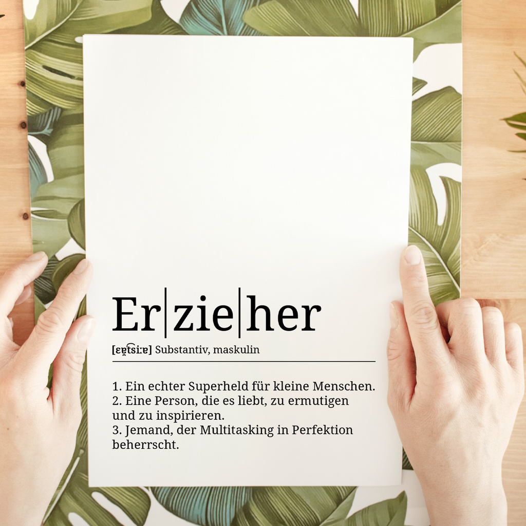 Erzieher Poster Definition Kunstdruck Wandbild Geschenk