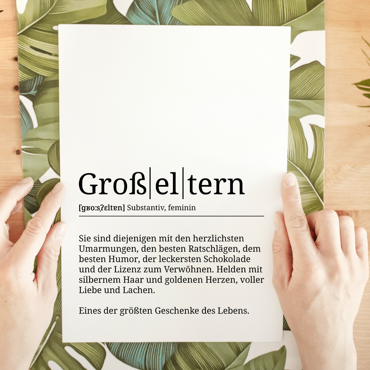 Großeltern Poster Definition - Oma Opa Geschenk Wandbild Wanddeko