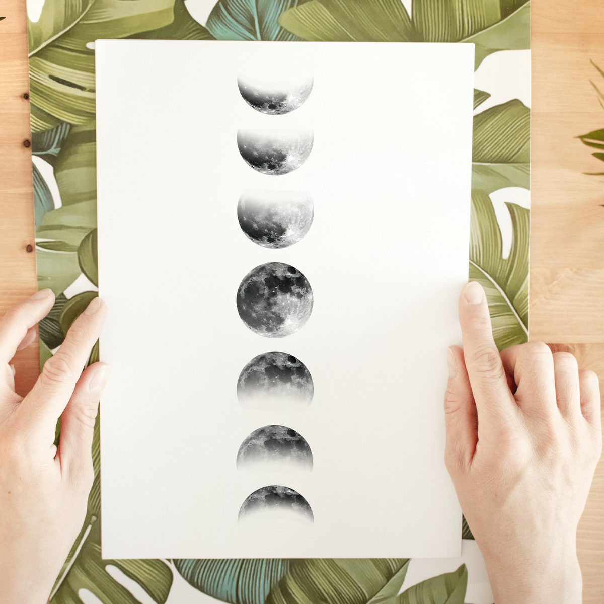 Mondphasen Poster – Mondposter Wandbild Wohnzimmer Küche Flur Schlafzimmer Zuhause Mond Wanddeko