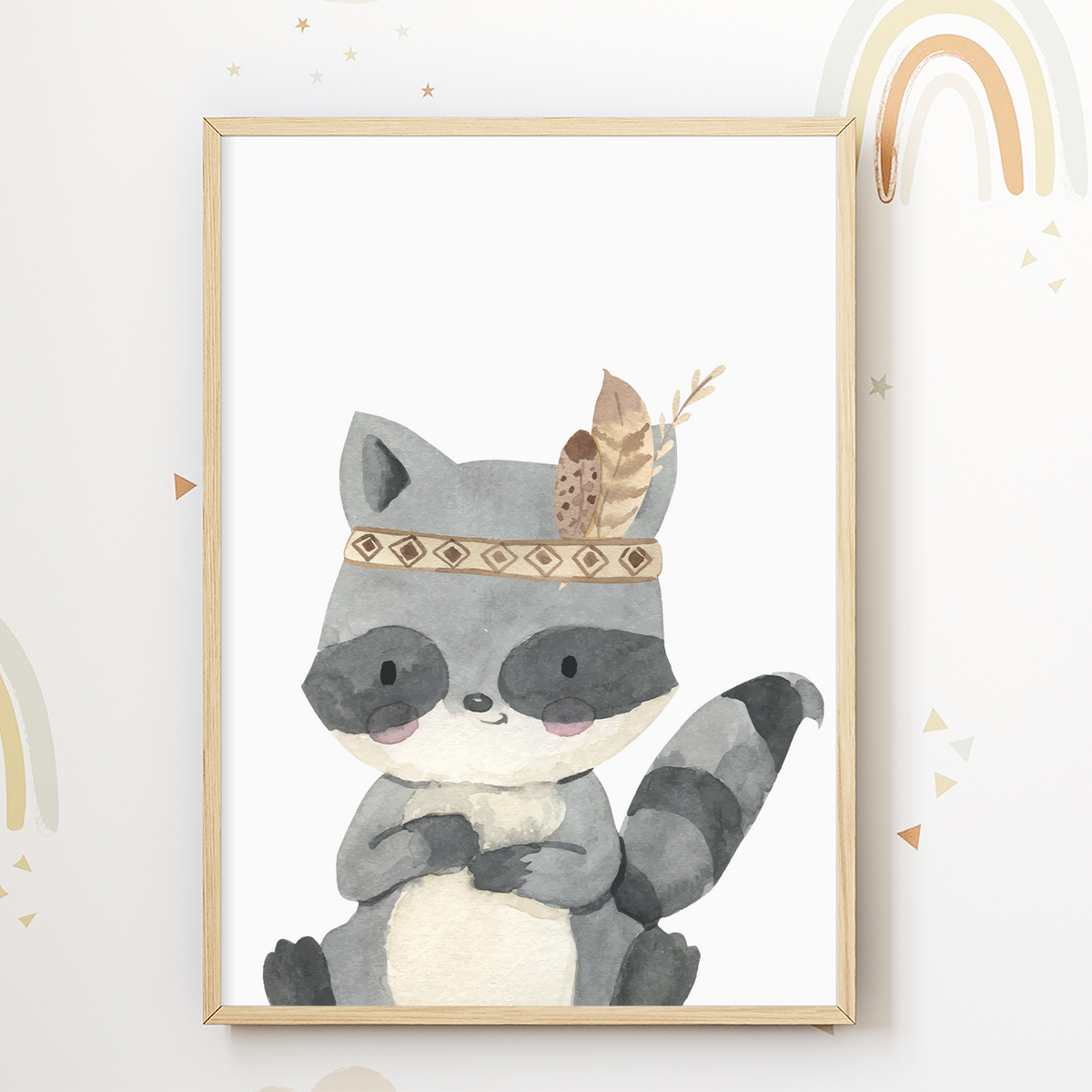 Waldtiere 6er Set Bilder Waschbär Bär Hase Fuchs Kinderzimmer Deko DIN A4 Poster