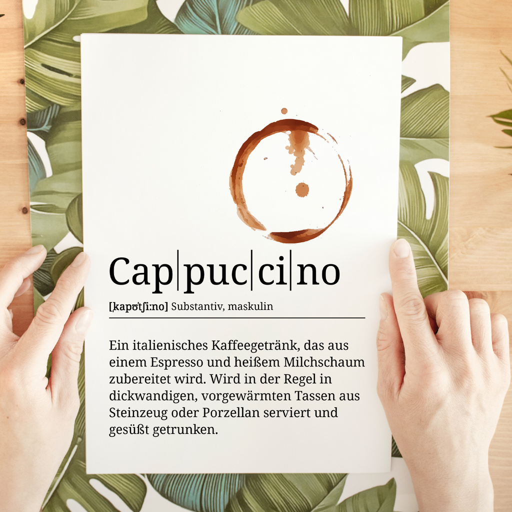 Cappuccino Poster Definition - Kaffee Wandbild Barista Küche Wanddeko