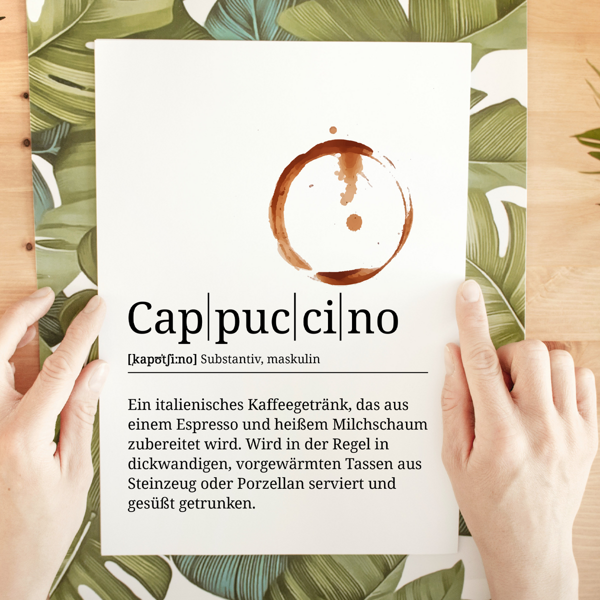 Cappuccino Poster Definition - Kaffee Wandbild Barista Küche Wanddeko