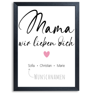 Mama wir lieben dich DIN A4 Poster personalisierbar Kunstdruck Muttertag Geschenk Mutter Wandbild