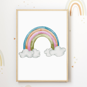 Wolke Sonne Regenbogen Bilder 3er Set DIN A4 Kinderzimmer Wandbilder Babyzimmer Poster Dekoration