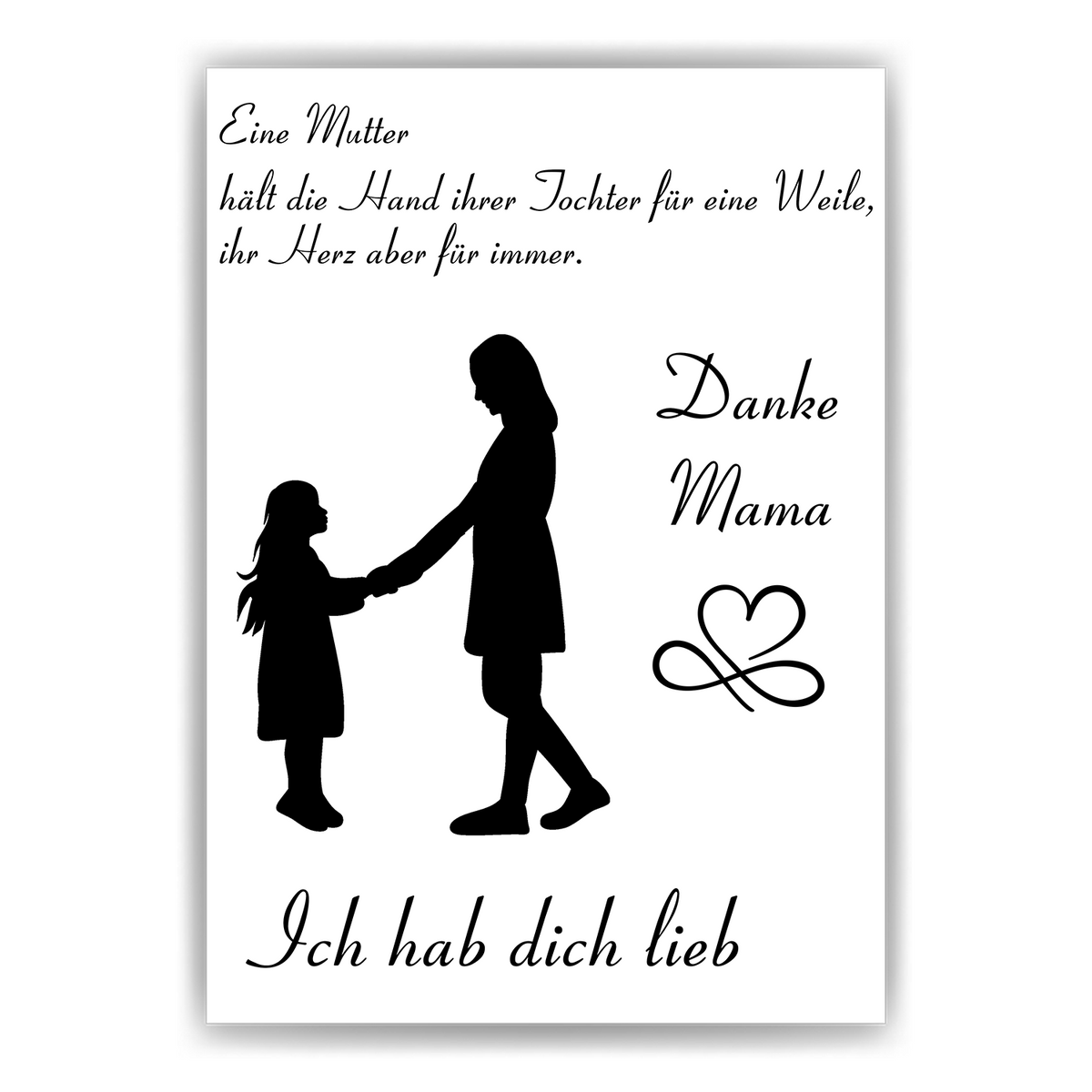 Mama Tochter Poster Kunstdruck DIN A4 Danksagung Muttertag Geschenk Dankeschön Beste Mutter Wandbild Mama Geburtstag Weihnachten