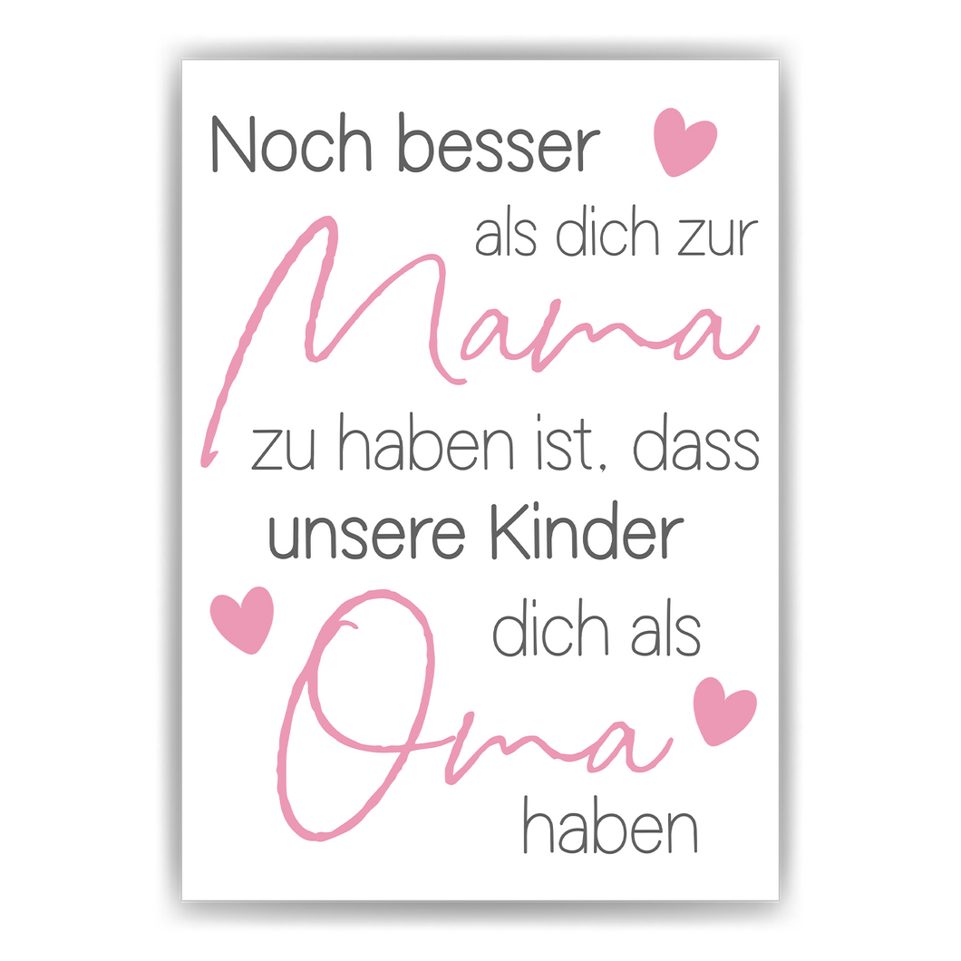 Mama Oma Poster DIN A4 Kunstdruck Danksagung Muttertag Geschenk Beste Mutter Großmutter Wandbild