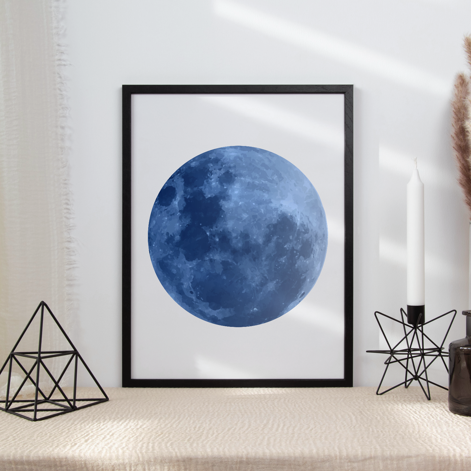 Poster Blauer Schlafzimmer Mond – Tigerlino® – Wohnzimmer Zuhau Wandbild Küche Flur