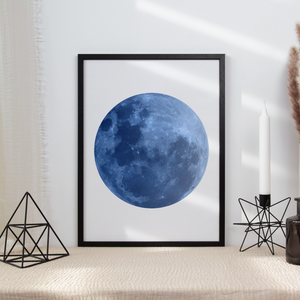 Blauer Mond Poster – Wandbild Wohnzimmer Küche Flur Schlafzimmer Zuhause Wanddeko