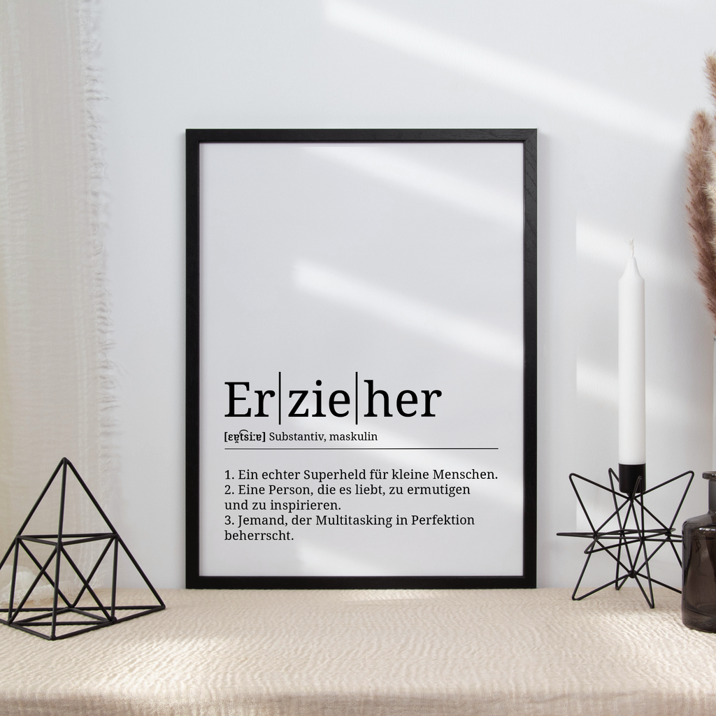 Erzieher Poster Definition Kunstdruck Wandbild Geschenk